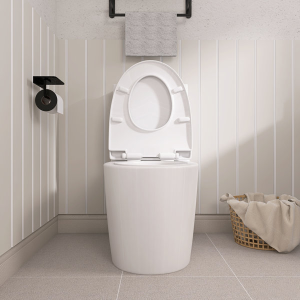 WOODBRIDGEE One Piece Toilet With Soft Closing Seat, Chair Height, 1.28 GPF Dual, Water Sensed, 1000 Gram Map Flushing Score Toilet With Mattle